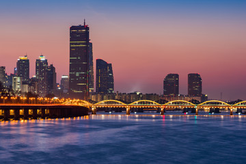 ..Korea,Seoul City at Night and Han River, South Korea