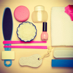 Pedicure accessories tools top view