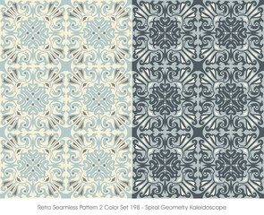 Retro Seamless Pattern 2 Color Set_198 Spiral Geometry Kaleidoscope