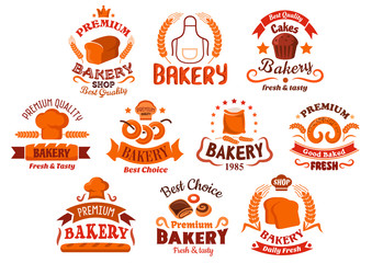 Bakery and pastry shop icons