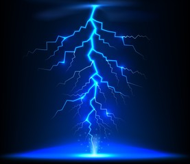 Lightning of blue with a black background