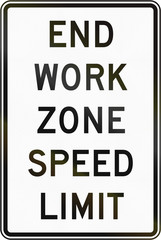 United States MUTCD road sign - End work zone speed limit