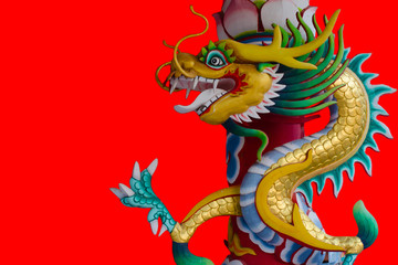 colorful dragon on the red backgrounds chinese happy new year