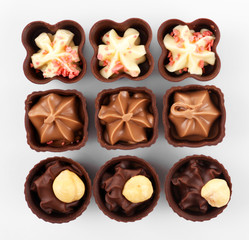 Chocolate sweets isolated on white