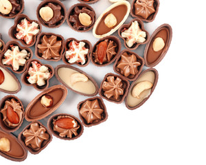 Chocolate sweets isolated on white