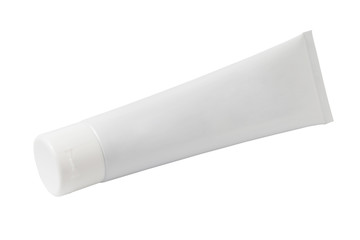 White Plastic Tube. Tube for cosmetic cream, gel or powder, isolated on white background