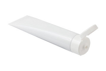 White Plastic Tube. Tube for cosmetic cream, gel or powder, isolated on white background
