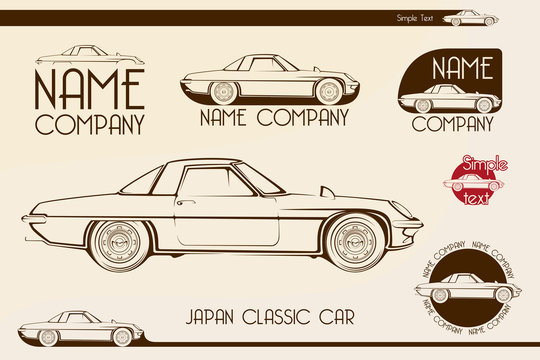Japan classic sports car, silhouettes