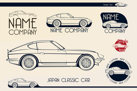 Japan classic sports car, silhouettes