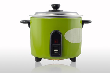 Green electric cooker on white background