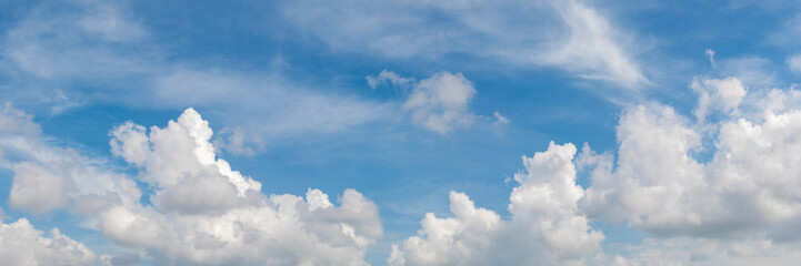 Naklejka na ściany i meble Vibrant color panoramic sky with cloud on a sunny day.