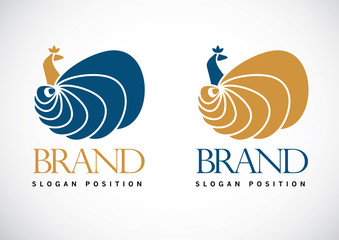 Peacocks vector logo design. Creative concept logotype for your company.
