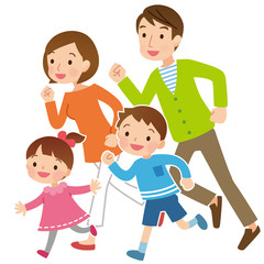 4人家族　走る