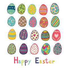Happy Easter Color Eggs Vector Illustration