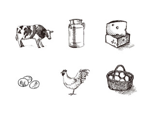 farm animals - hand drawn collection
