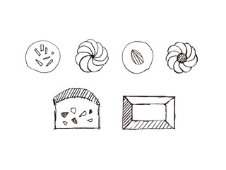 Cookie and sweet pastry hand sketched illustration vector