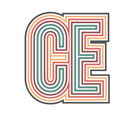 CE Initial Retro Logo company Outline. vector identity