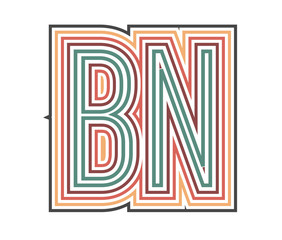 Fototapeta premium BN Initial Retro Logo company Outline. vector identity