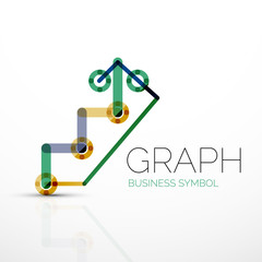 Abstract logo idea, linear chart or graph  business icon. Creative vector logotype design template