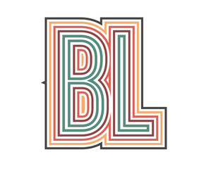 BL Initial Retro Logo company Outline. vector identity
