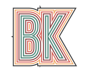BK Initial Retro Logo company Outline. vector identity