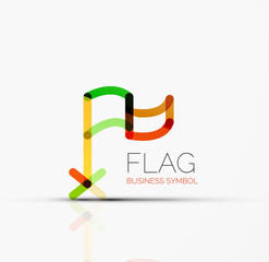 Logo flag, abstract linear geometric business icon