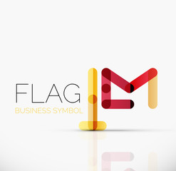 Logo flag, abstract linear geometric business icon