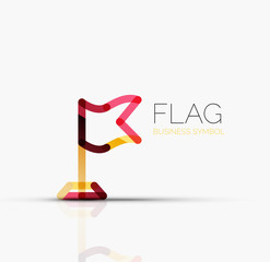 Logo flag, abstract linear geometric business icon