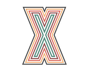 X Initial Retro Logo company Outline. vector identity