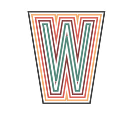 W Initial Retro Logo company Outline. vector identity