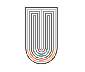 U Initial Retro Logo company Outline. vector identity