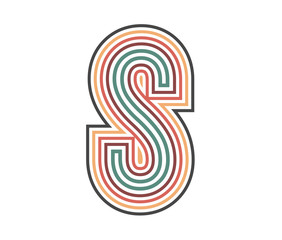 S Initial Retro Logo company Outline. vector identity