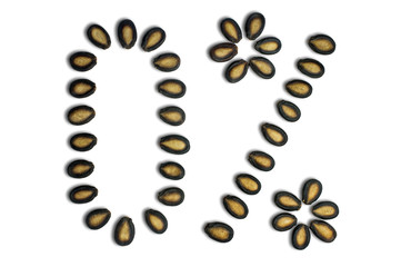 Watermelon seeds on white background