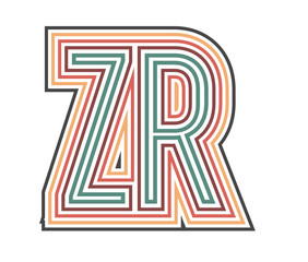 ZR Initial Retro Logo company Outline. vector identity