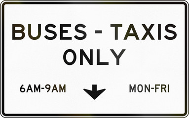 United States MUTCD regulatory road sign - Buses and taxis only