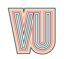 VU Initial Retro Logo company Outline. vector identity