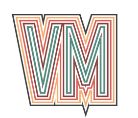 VM Initial Retro Logo company Outline. vector identity