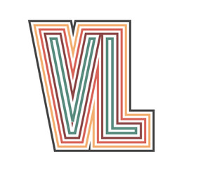 VL Initial Retro Logo company Outline. vector identity