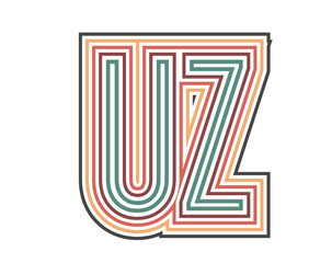 UZ Initial Retro Logo company Outline. vector identity