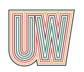 UW Initial Retro Logo company Outline. vector identity