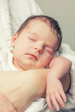 Close up image of sleeping newborn baby