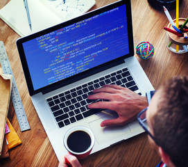 Fototapeta premium Php Programming Html Coding Cyberspace Concept