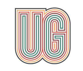 UG Initial Retro Logo company Outline. vector identity