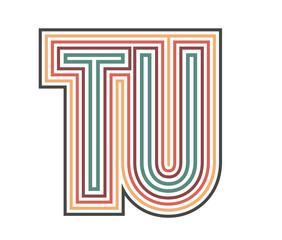 TU Initial Retro Logo company Outline. vector identity