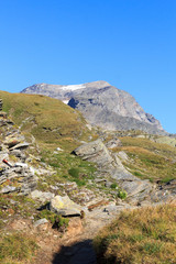 Fototapeta na wymiar Glacier panorama with mountain Kristallwand in Hohe Tauern Alps, Austria