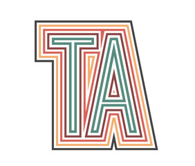 TA Initial Retro Logo company Outline. vector identity