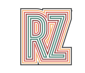 RZ Initial Retro Logo company Outline. vector identity