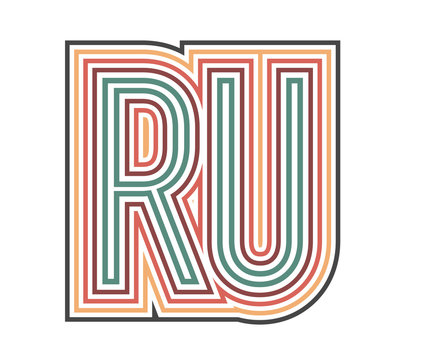 recommend clip art: RU Initial Retro Logo company Outline. vector identity