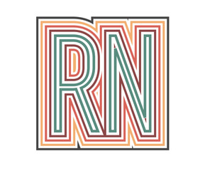 RN Initial Retro Logo company Outline. vector identity
