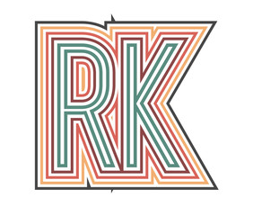 RK Initial Retro Logo company Outline. vector identity